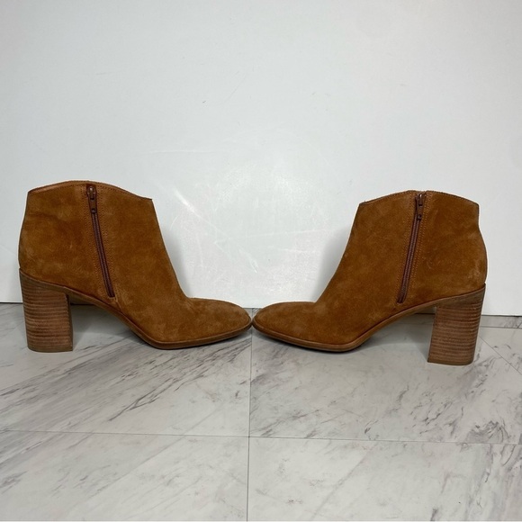 New! Lucky Brand Pinkton Brown Suede Block Heel Bootie 11M - Picture 6 of 16